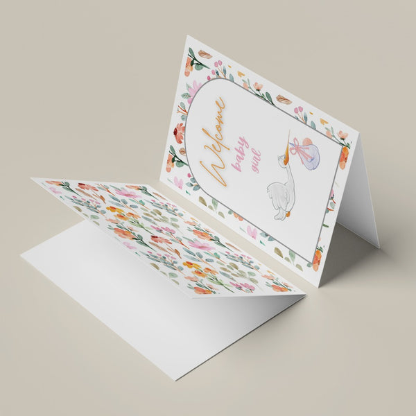 Baby Girl Welcome Card